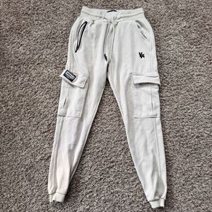 YoungLA Joggers Mens Medium Beige Cargo Sweatpants Drawstring Gym Comfort #225